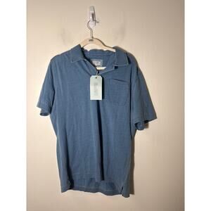 Mens NWT Quaker Marine Indigo Blue Solid Polo Sz L